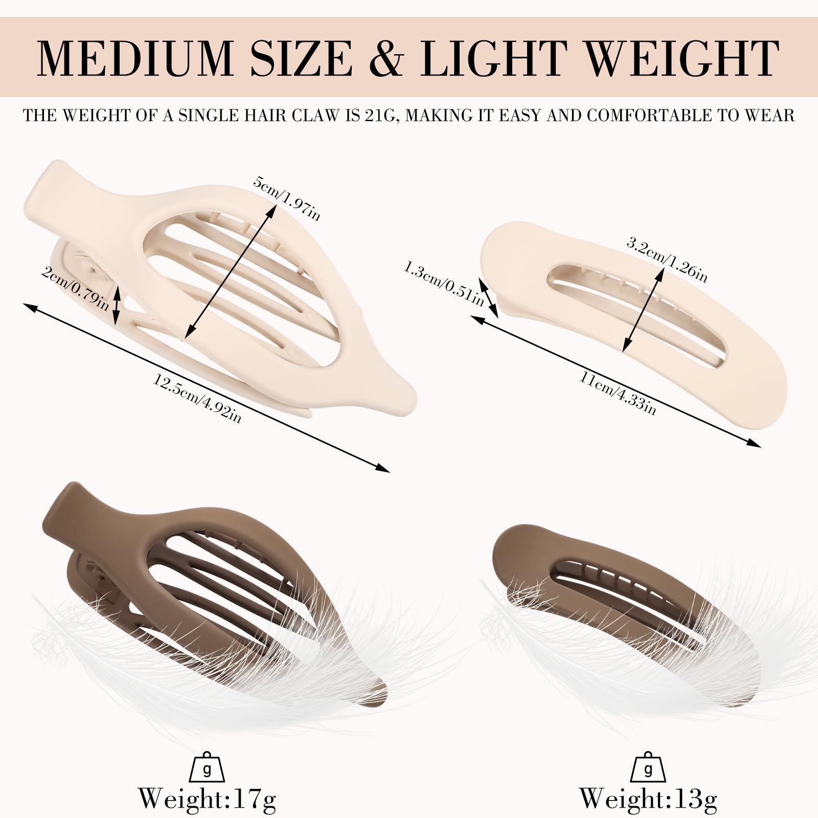 Obeoby curved lay flat claw clips showcasing the low-profile back resting design.