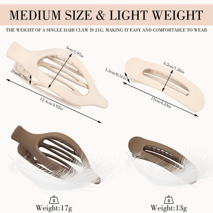 Obeoby curved lay flat claw clips showcasing the low-profile back resting design.