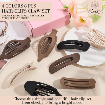 Obeoby alligator style hair clamps in black and deep coffee tones.