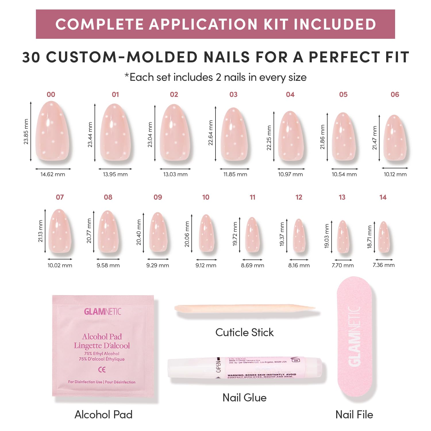 Glamnetic press on nails application tools and nail kit box