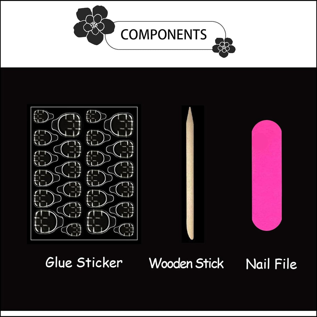 Coffin shaped artificial nails with glossy finish