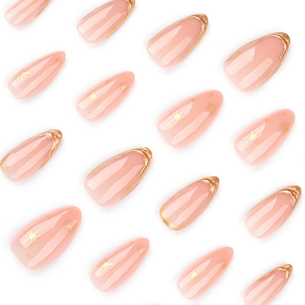 Set of 24 Tarini Foccna almond artificial nails in packaging