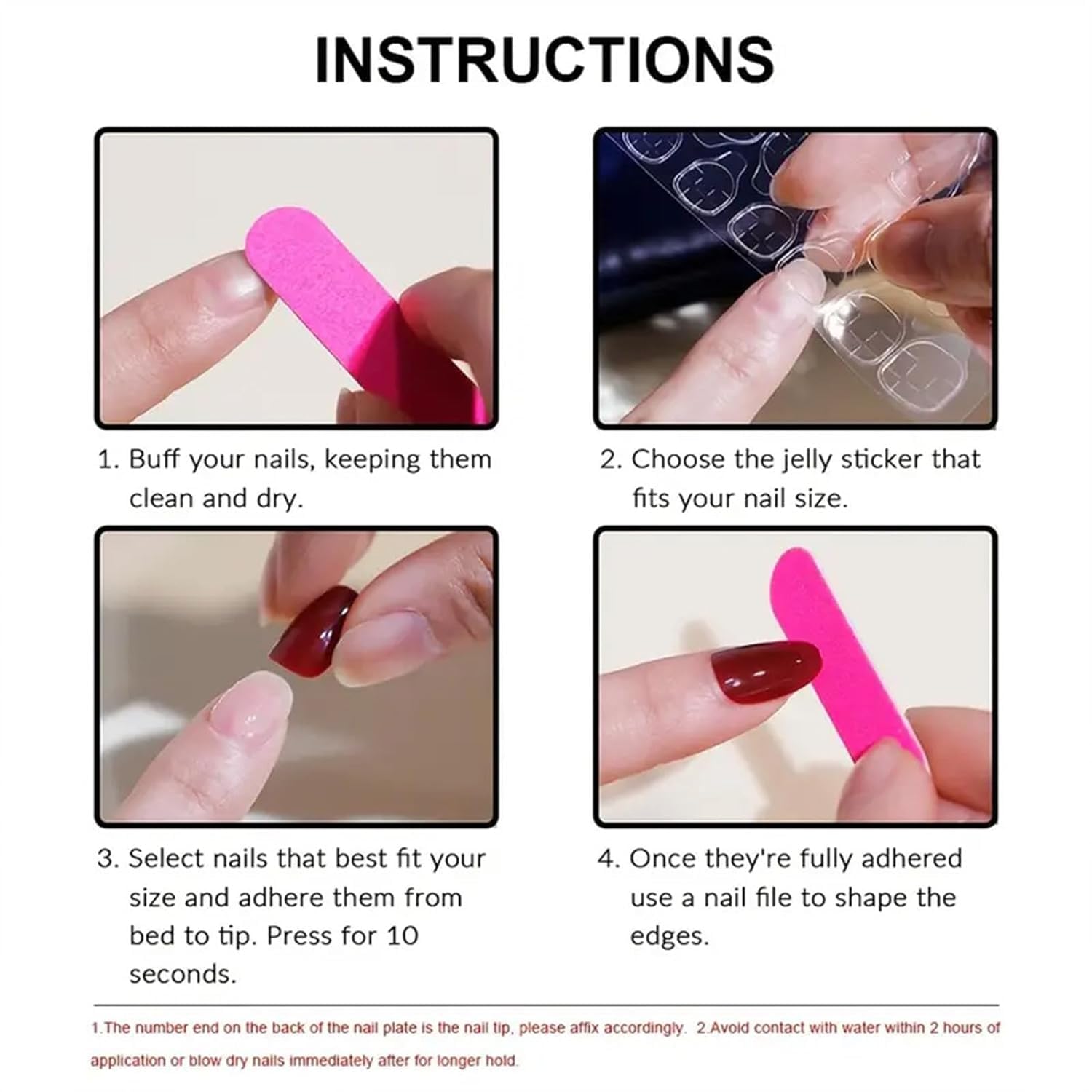 Full kit components including nail file and glue