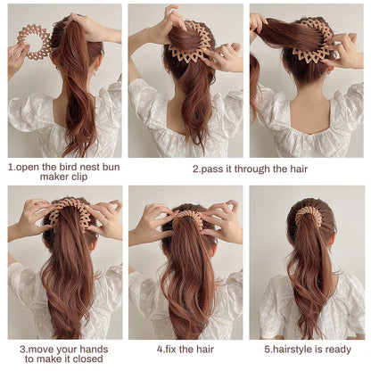 Sizobi expandable hair loops being used to create an effortless messy bun