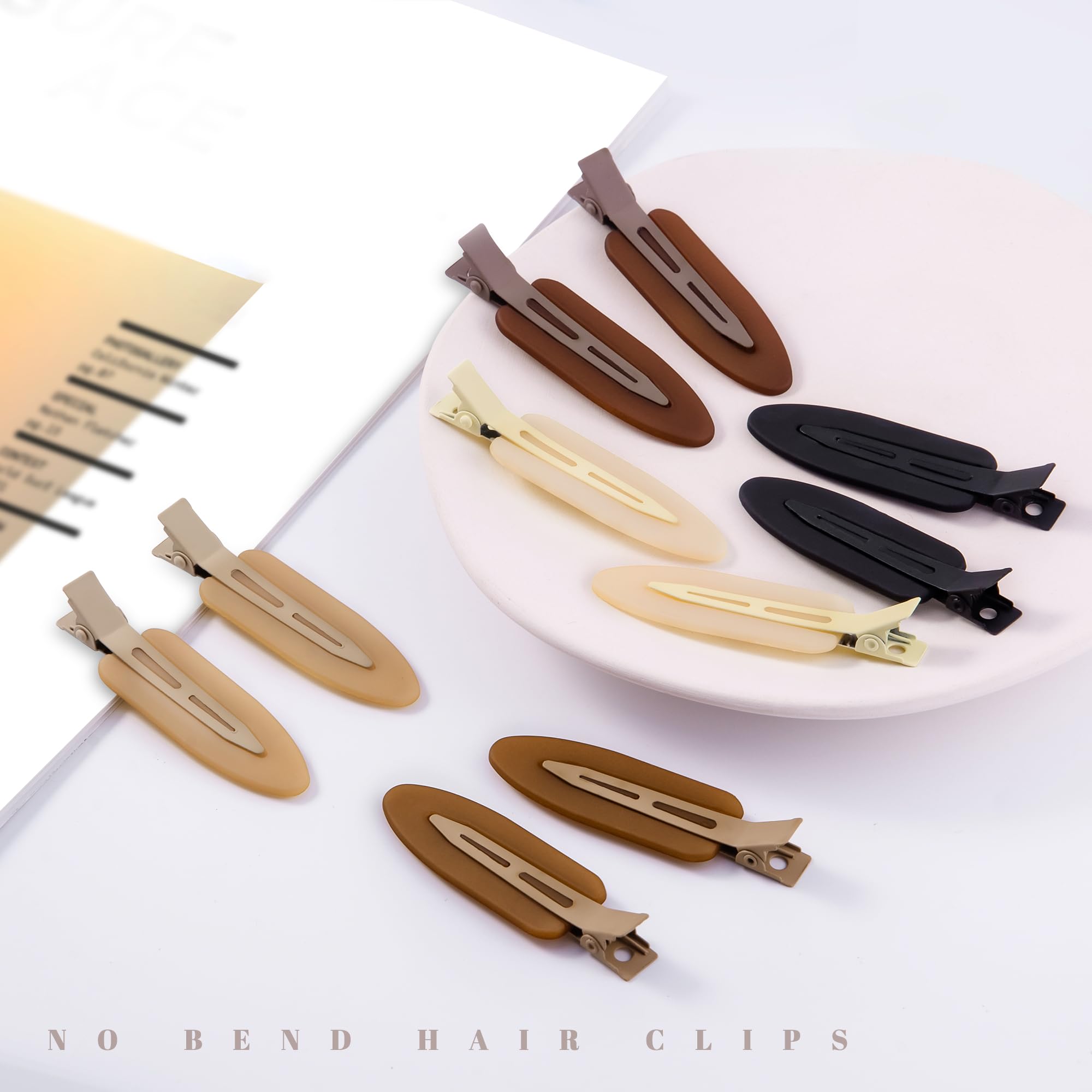 Premium matte finish neutral tone crease free barrettes close up look