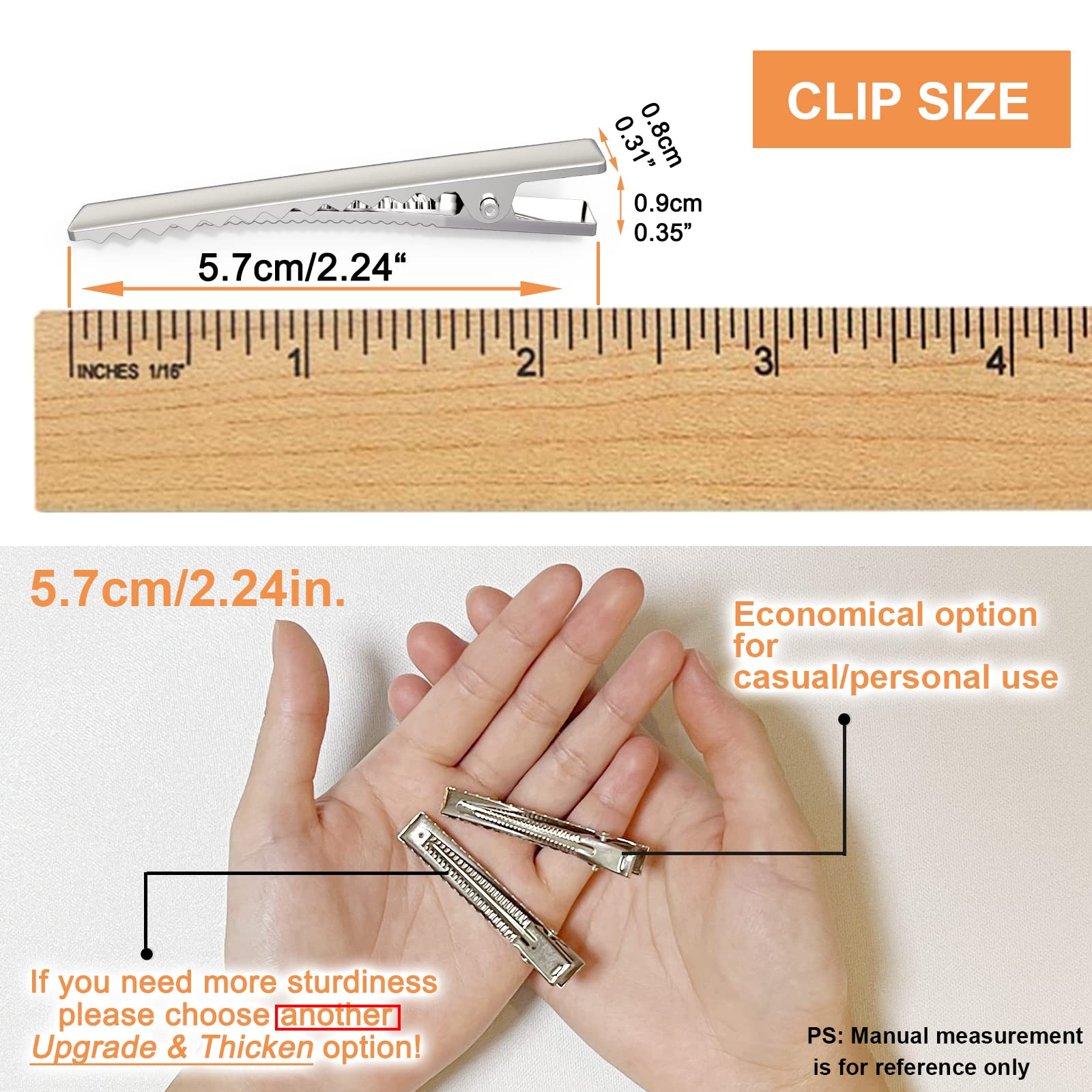 One hundred count pack of silver craft alligator clips laid out flat