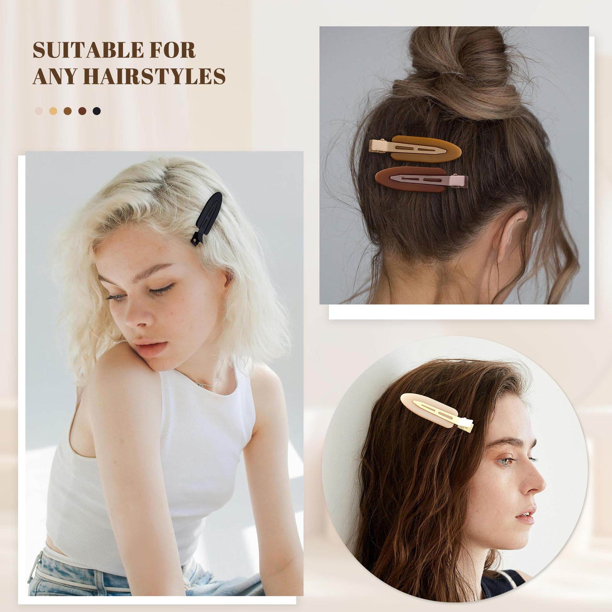 Durable alloy spring mechanism on matte flat no crease hair barrettes