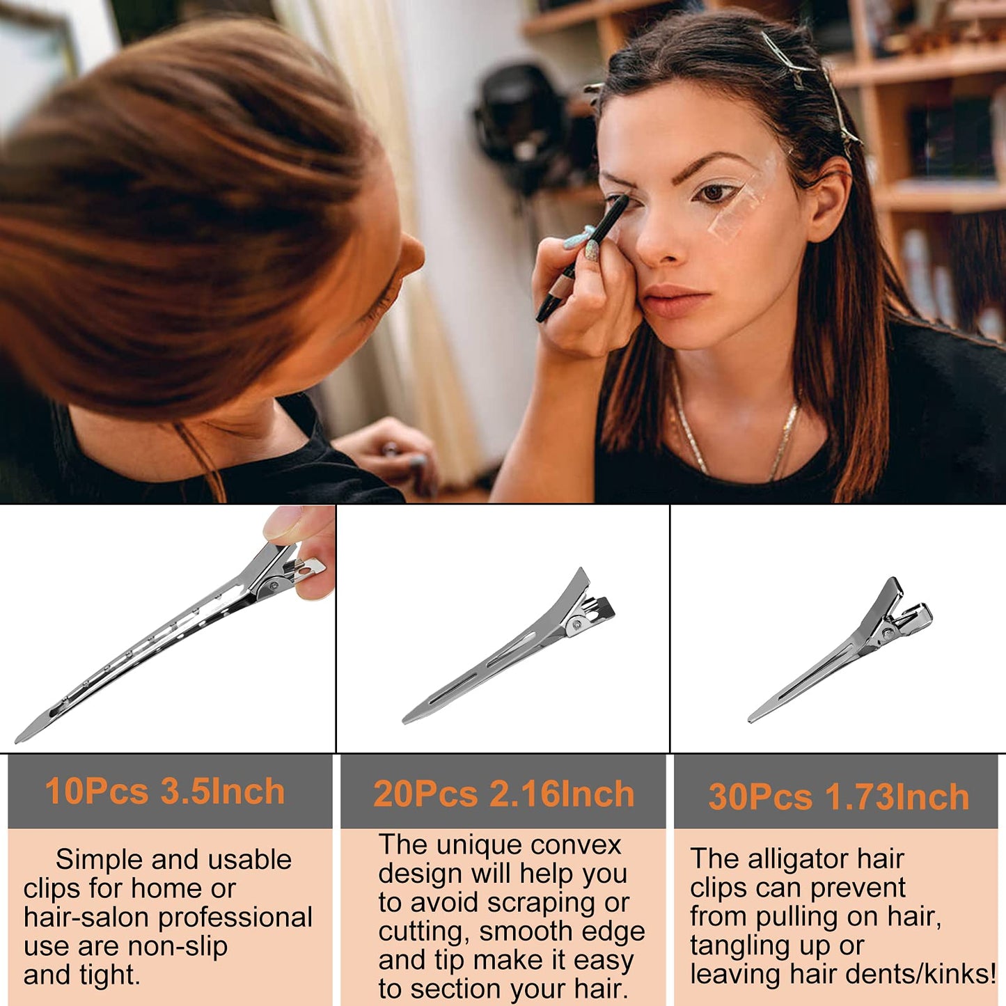 Demonstration of HiJeaton metal styling clips being used to hold retro pin curls in place to cool down.