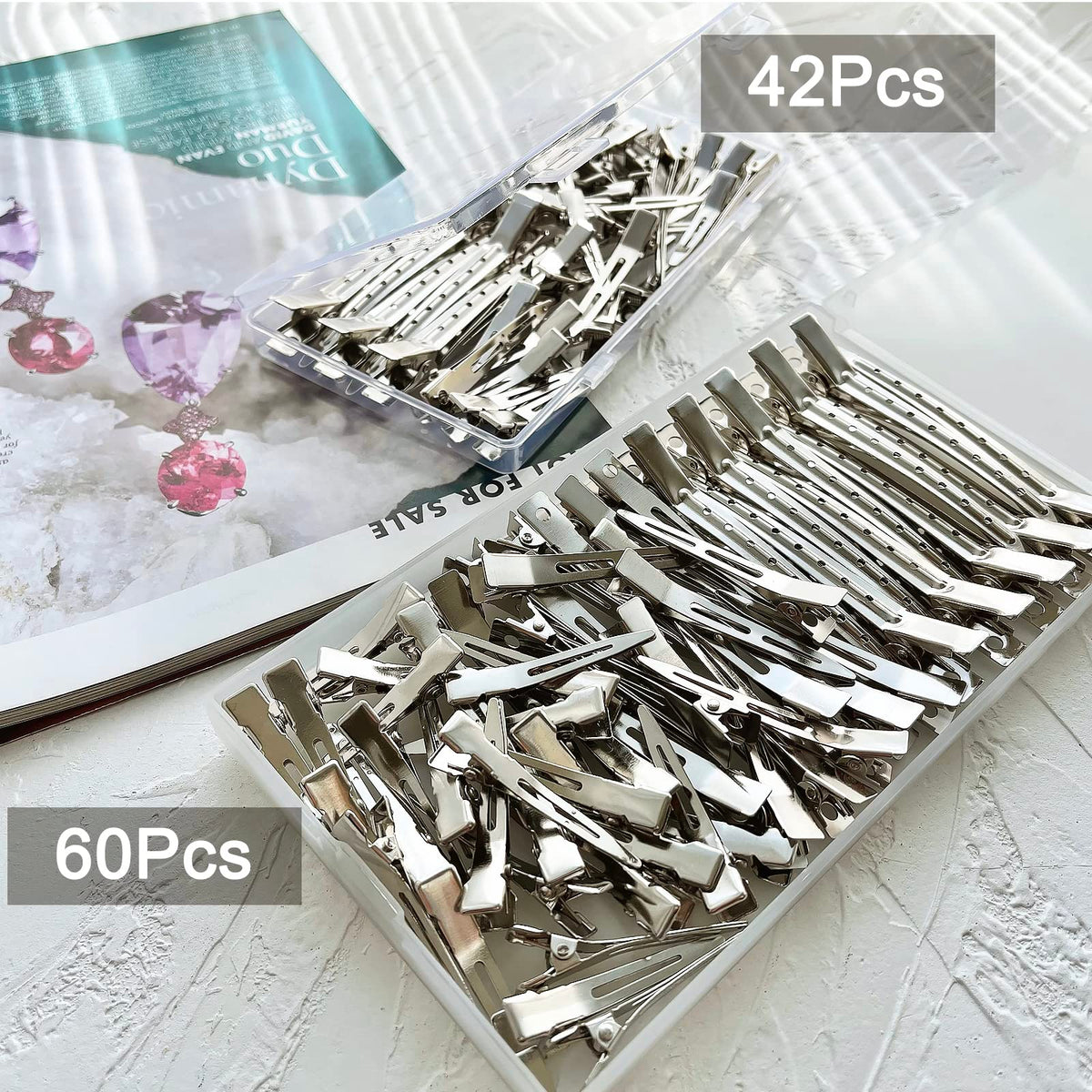 Complete packaging set of HiJeaton 60 pieces metal hair styling clips