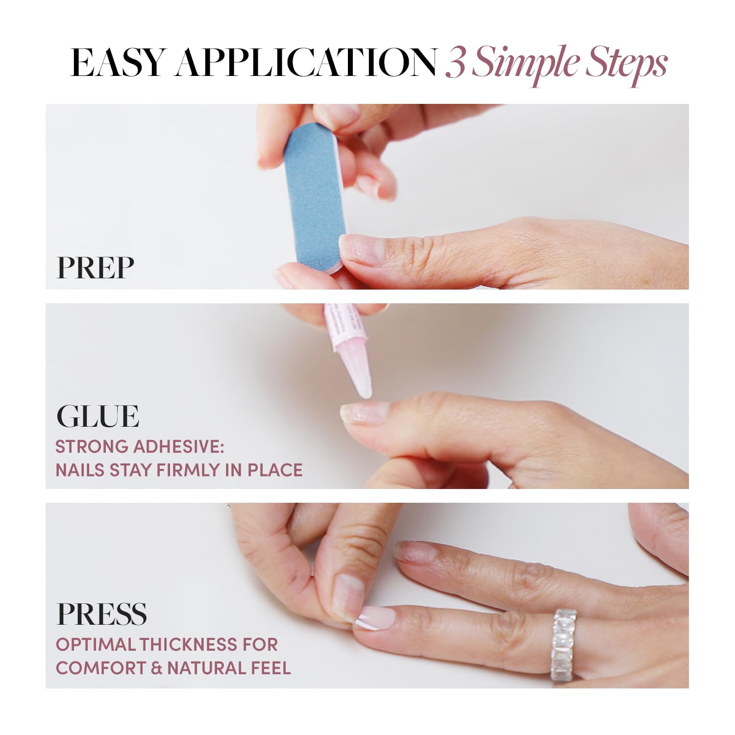 Hand wearing Glamnetic Dear Lover heart design press-on nails