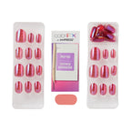 Close up of KISS imPRESS Levels dark pink nail texture