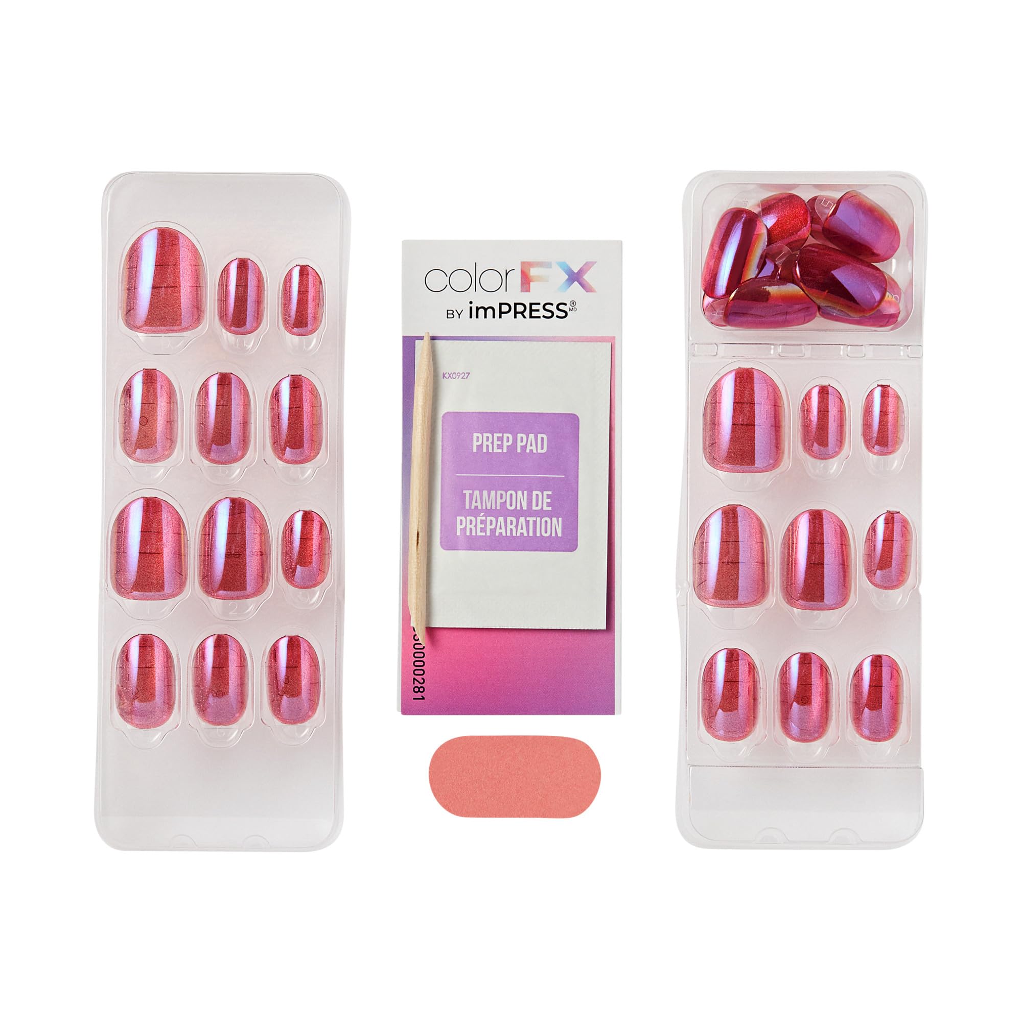 Close up of KISS imPRESS Levels dark pink nail texture
