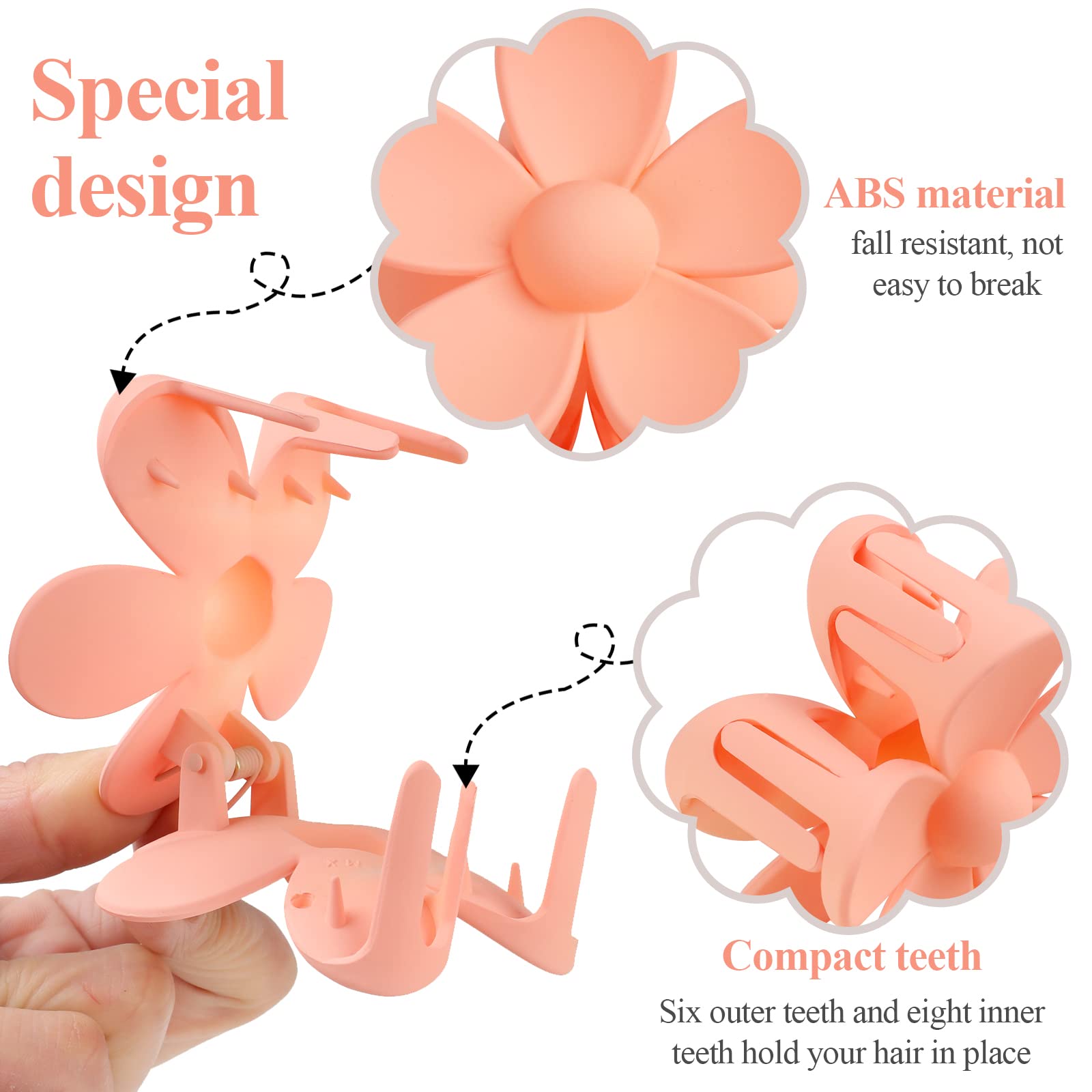 Premium ABS plastic flower hair clips for thick hair lifestyle view.
