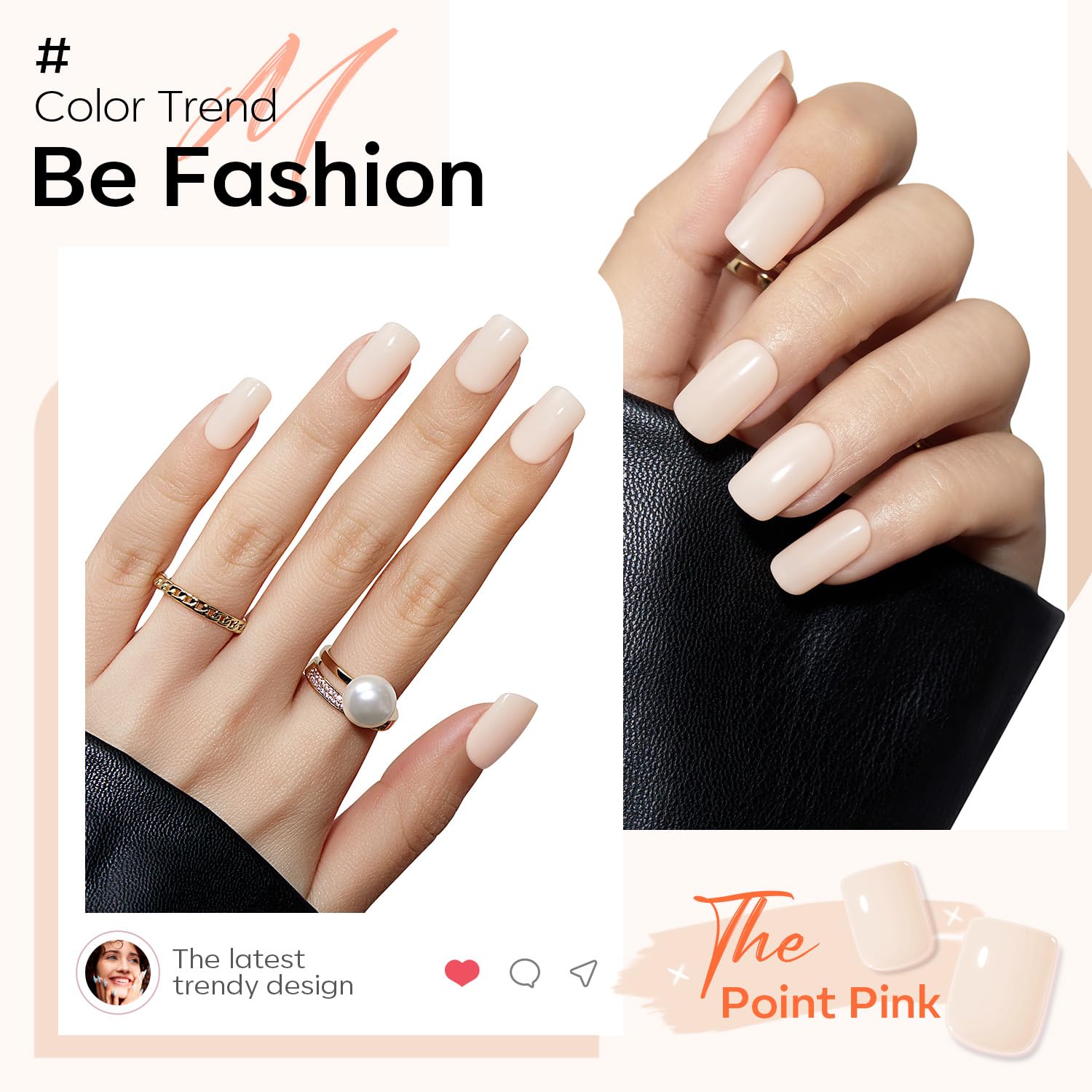 Modelones press on nails glossy white finish