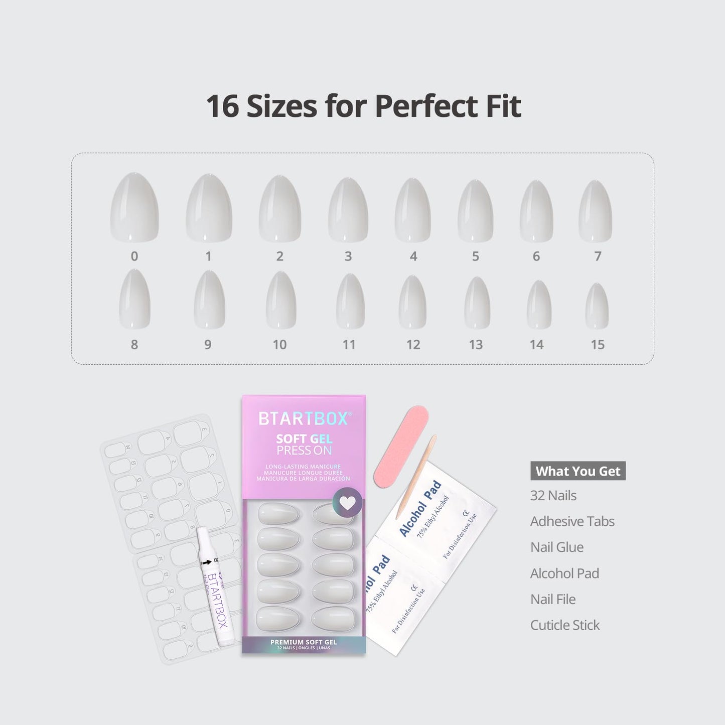 Btartbox press on nails with included professional nail glue
