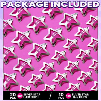 YGDZ metallic star hair pins arranged neatly to demonstrate the premium non-slip metal snap closure.