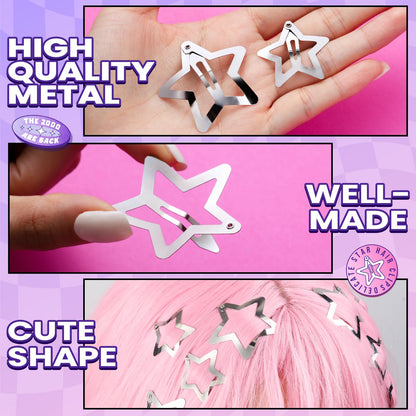 YGDZ star hair clips set showing twenty small and ten large pieces perfect for festival styling.