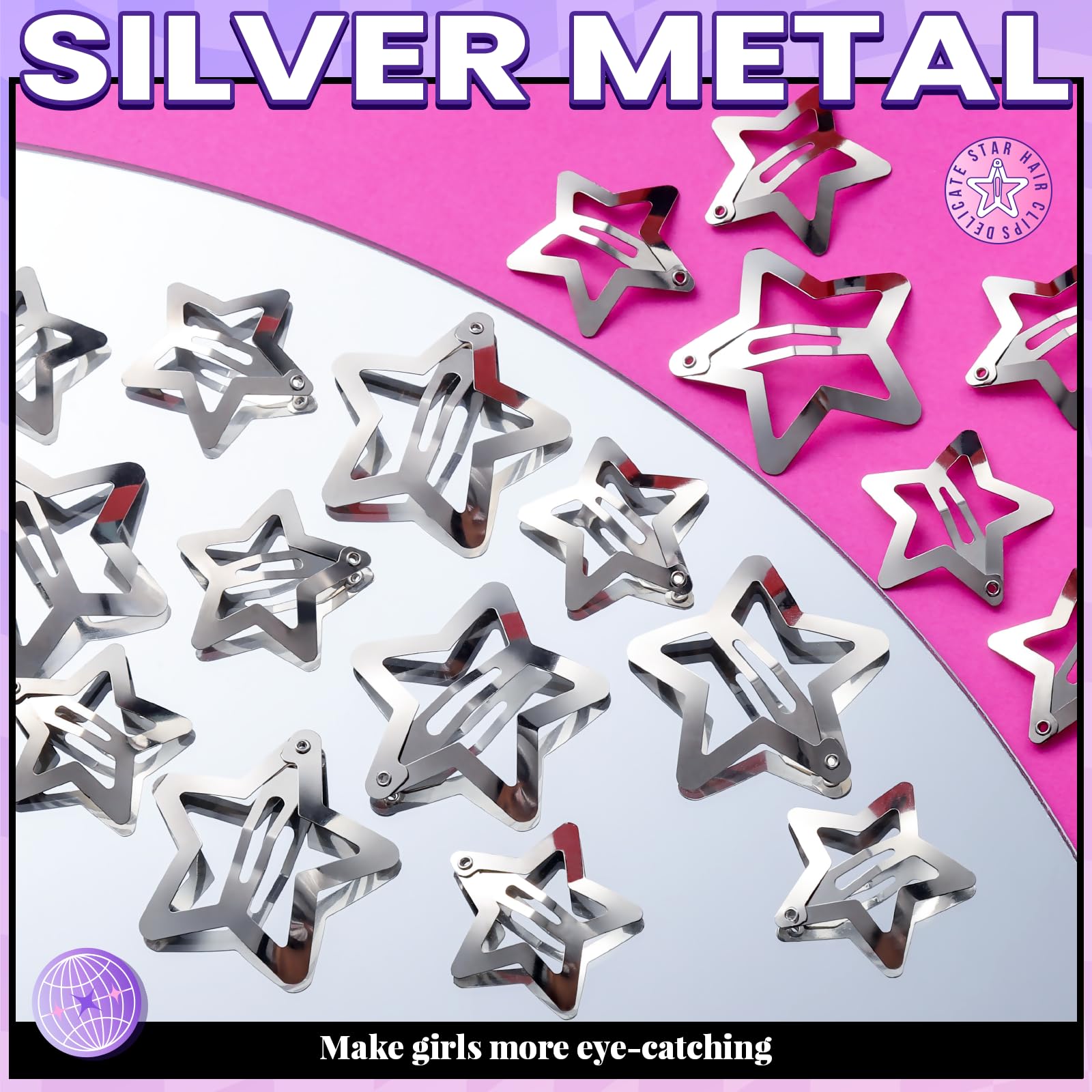 Packaging layout of the authentic USA imported YGDZ star hair pins set for girls and women.