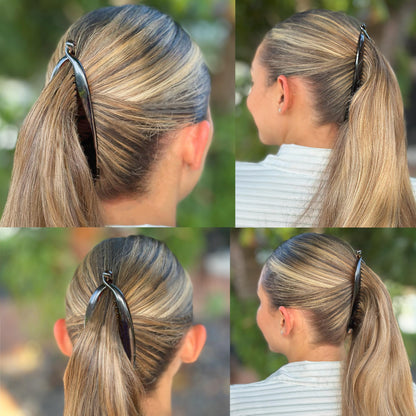 Camila Paris six inch banana hair comb open view showing interlocking teeth