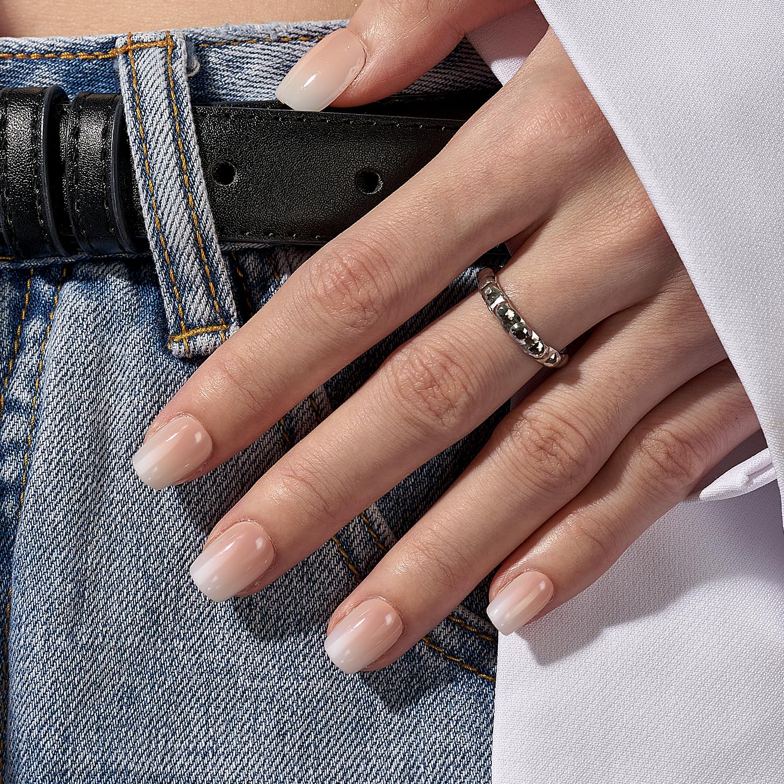 BTArtbox soft gel ombre nails showing short square shape