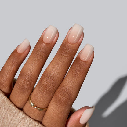 Side profile of BTArtbox vanilla cream ombre press on nails