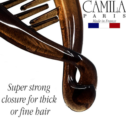 Authentic Camila Paris French hair ornament elegant brown tortoise shell pattern