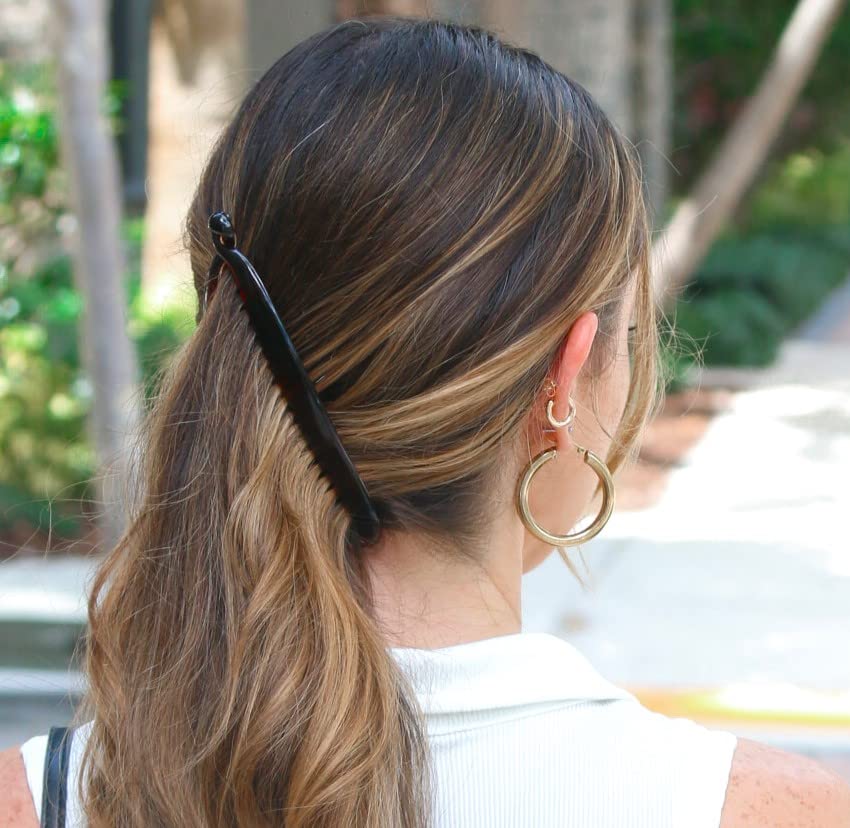 Six inch French woman hair accessory banana comb back view detail