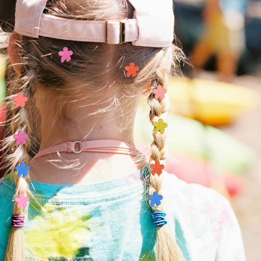 Top view of the fifty piece collection of Yongdeli small floral hair accessories for girls.