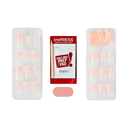 Back of packaging showing application instructions for Impress nails