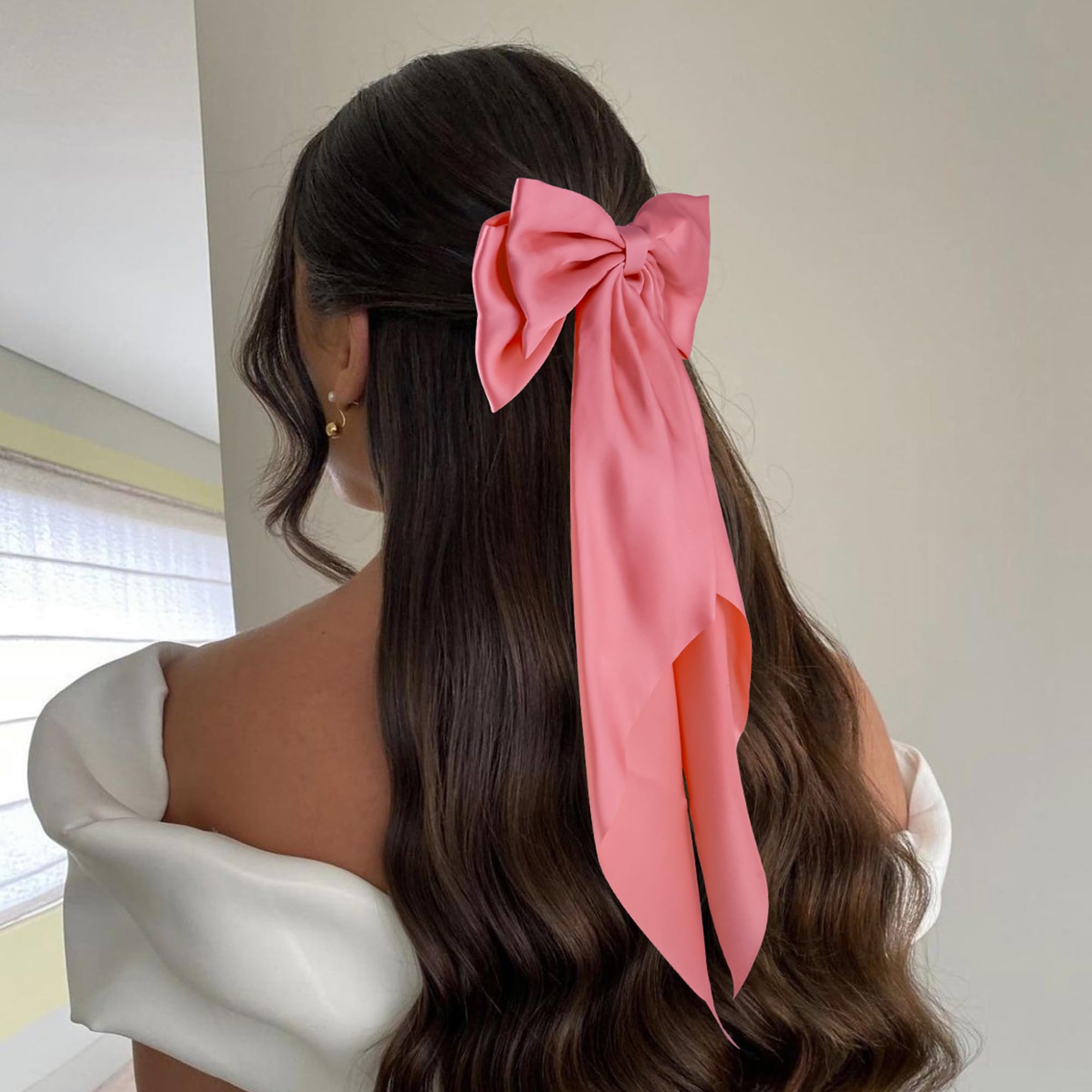 Assorted colors of large ribbon hair bows including black and pink