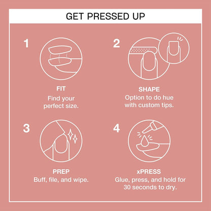 OPI xPRESS/ON nail kit contents including file buffer and cuticle stick