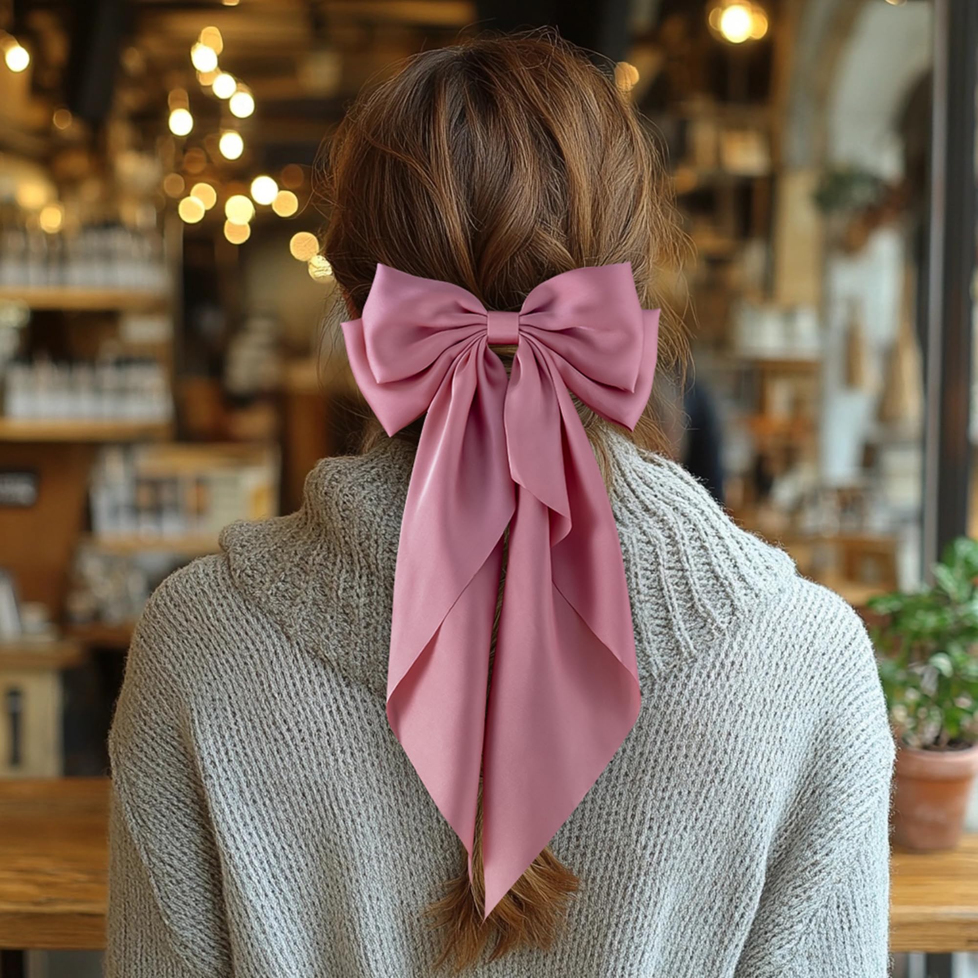 Collection of six oversized coquette style hair bows for women