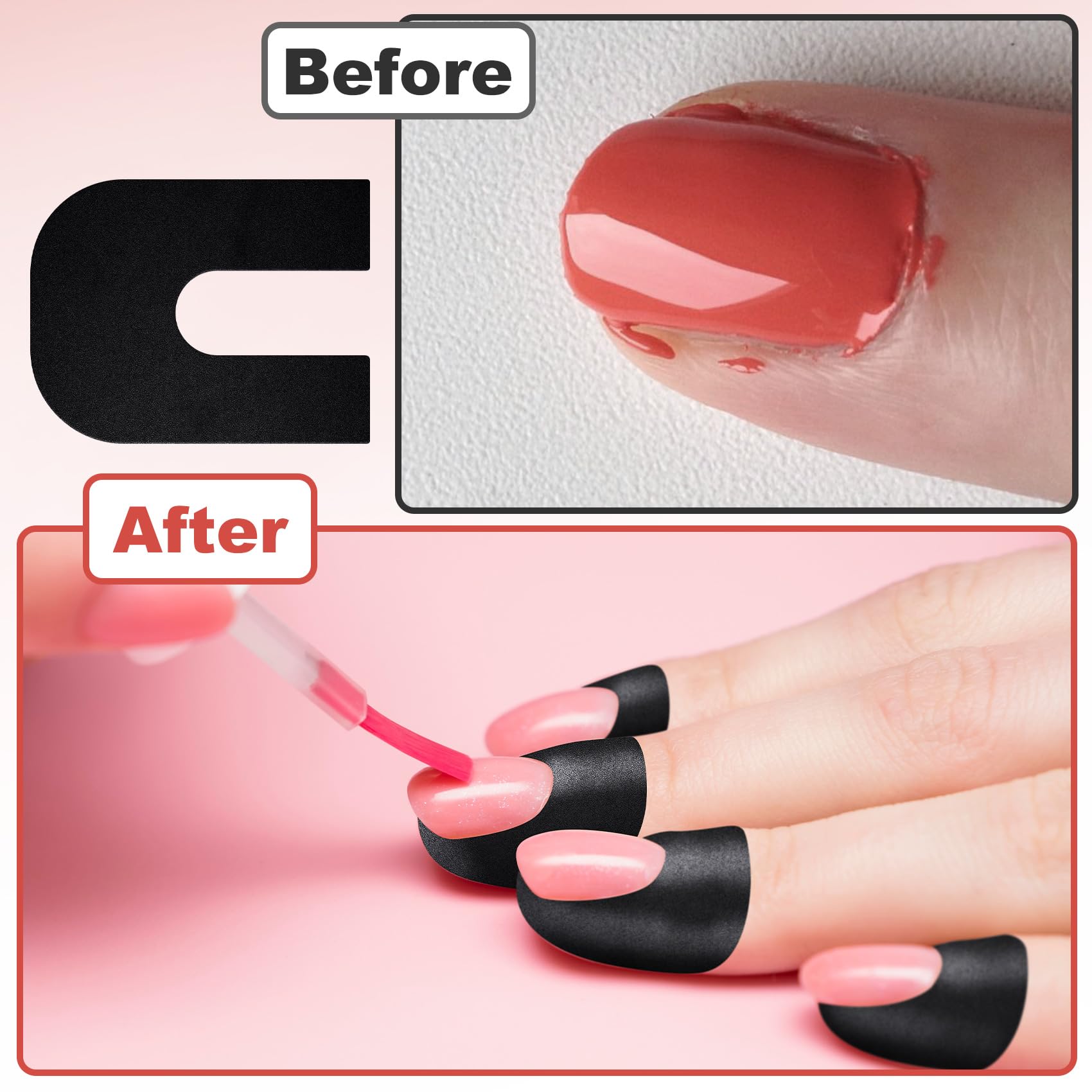 Demonstration of the flexible PET material peeling off cleanly from the finger after a nail stamping session.