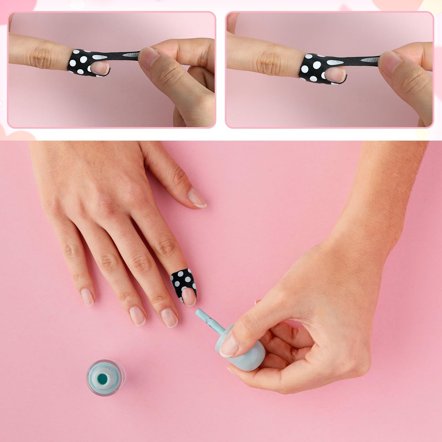Polka dot pattern disposable finger protectors for DIY nail art and stamping placement
