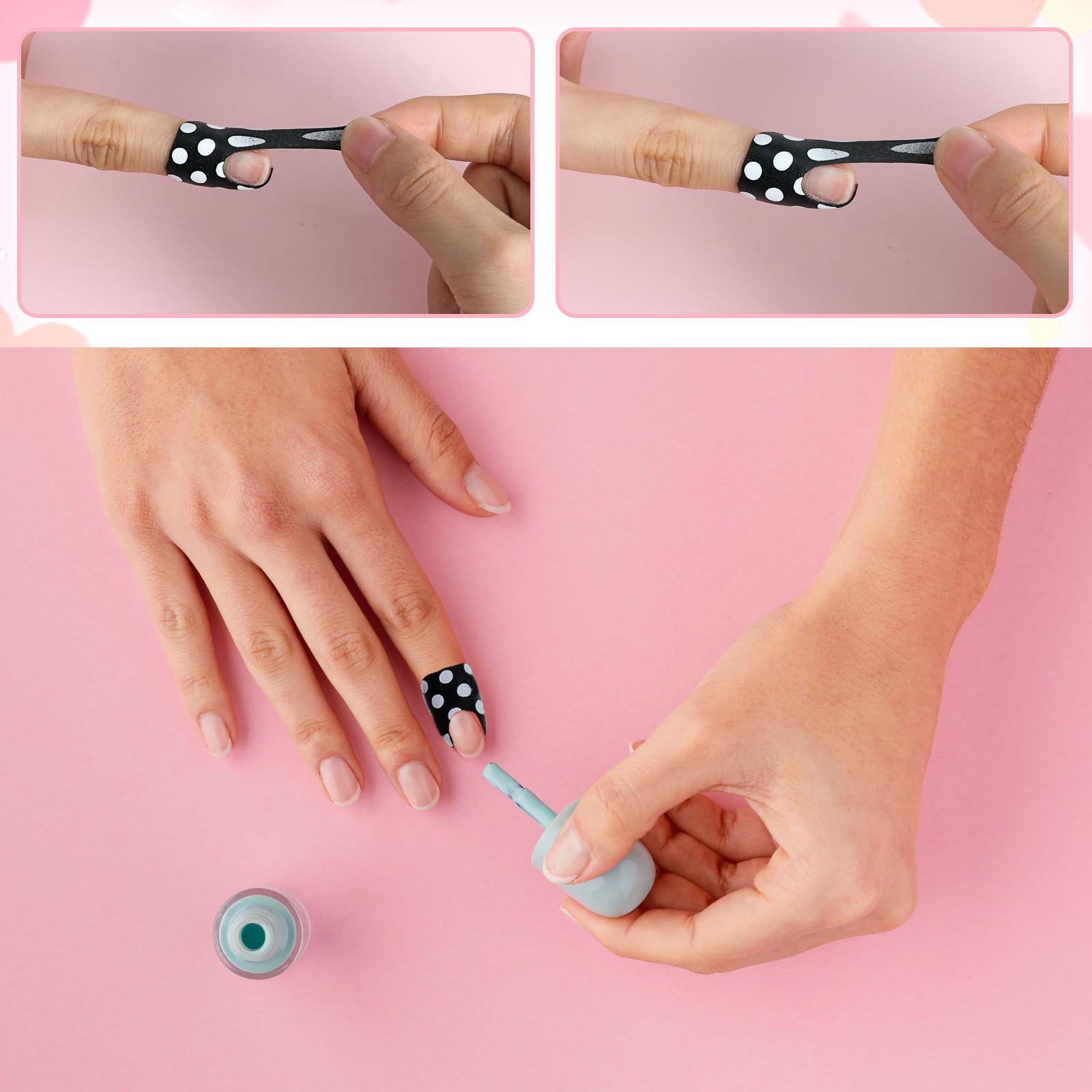Polka dot pattern disposable finger protectors for DIY nail art and stamping placement