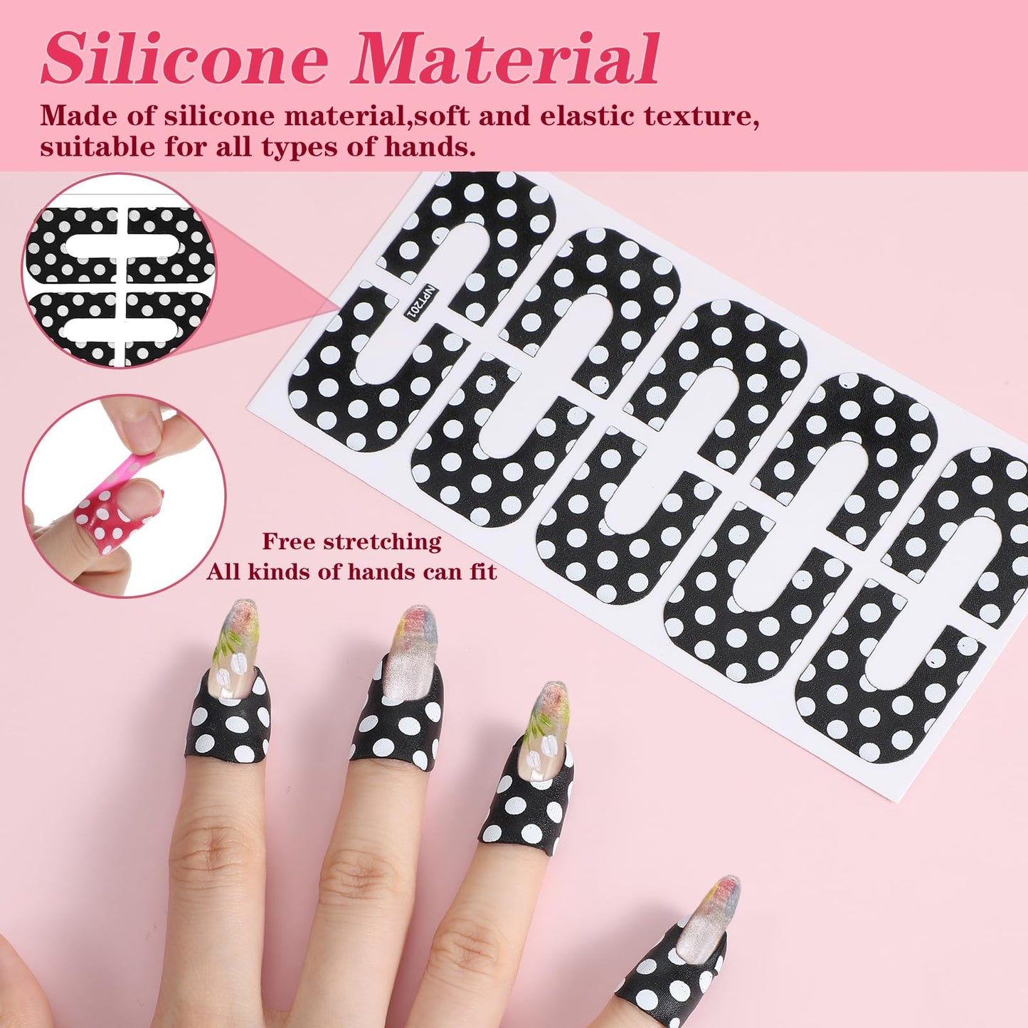 Ten sheets of Oruola nail polish protector stickers displaying five vibrant color variants
