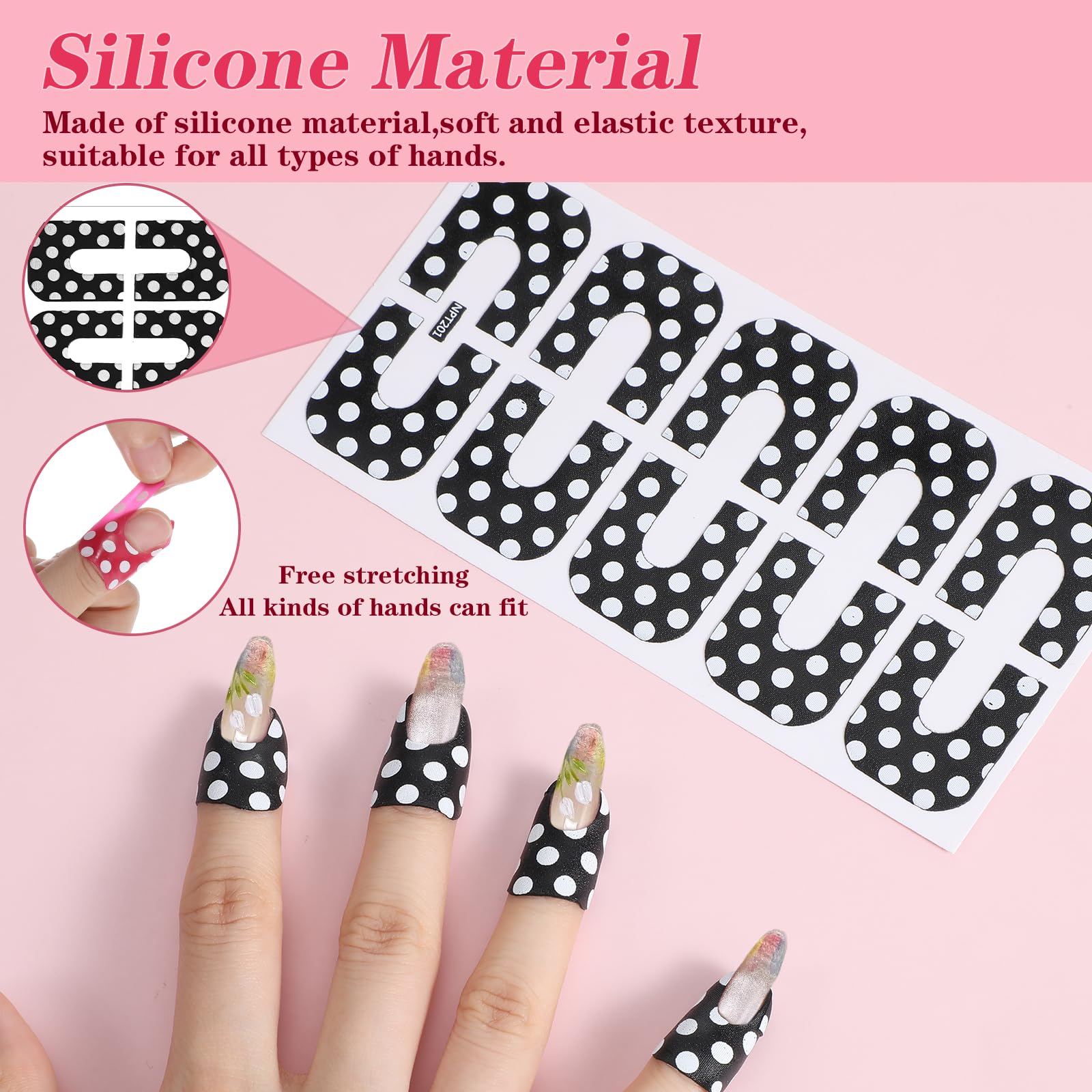 Ten sheets of Oruola nail polish protector stickers displaying five vibrant color variants