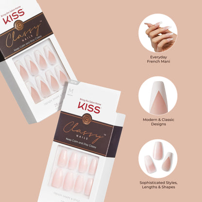 Side profile of medium length almond press on nails
