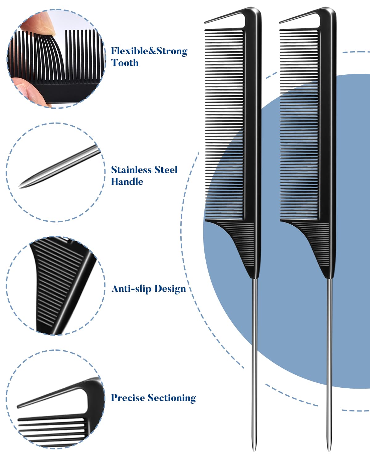 Professional hair sectioning and braiding using MORGLES metal styling clips and parting comb.