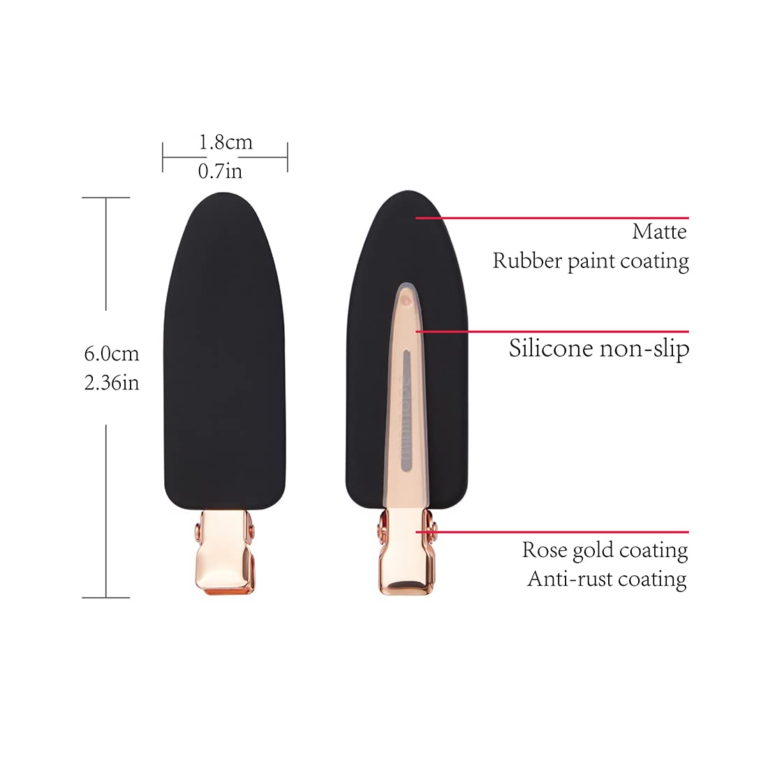 Minihope crease free makeup hair pins showcasing rose gold metal base