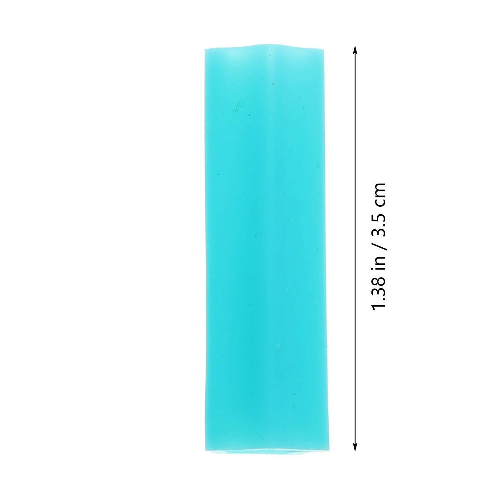 Compact one point fifty seven inch size silicone scissor caps laid out flat on a clean white surface.
