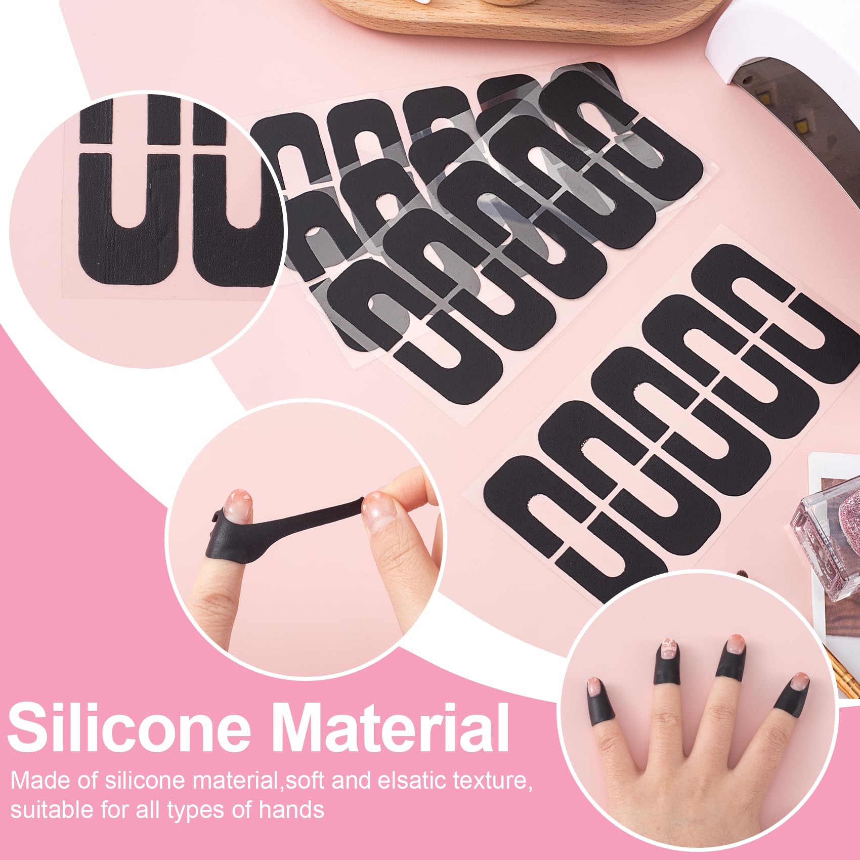 Peel off nail polish barrier sticker being removed effortlessly from the skin after a manicure.
