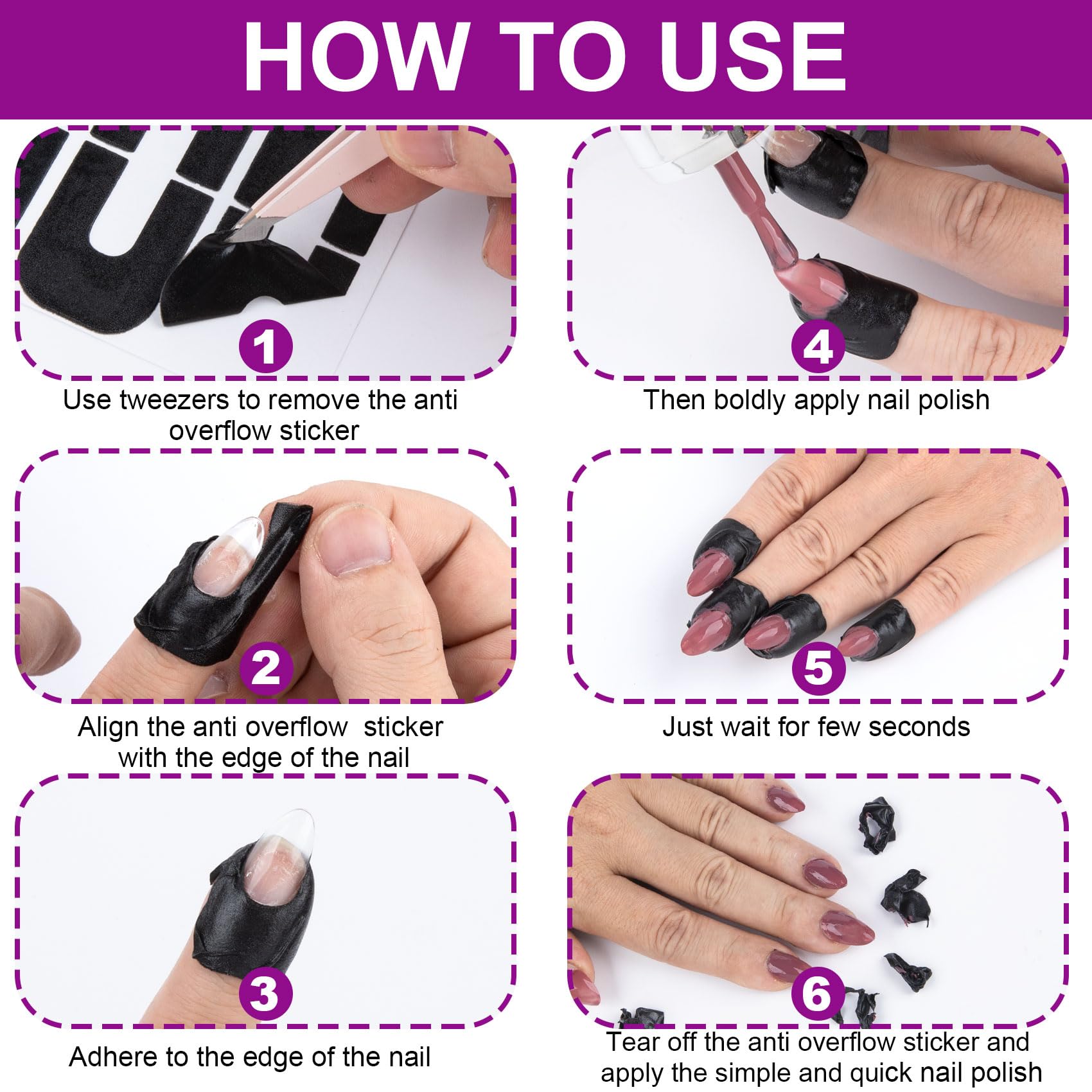 BEIQIYA flexible PET nail art cuticle protectors close up view showing the 40 count sheet.