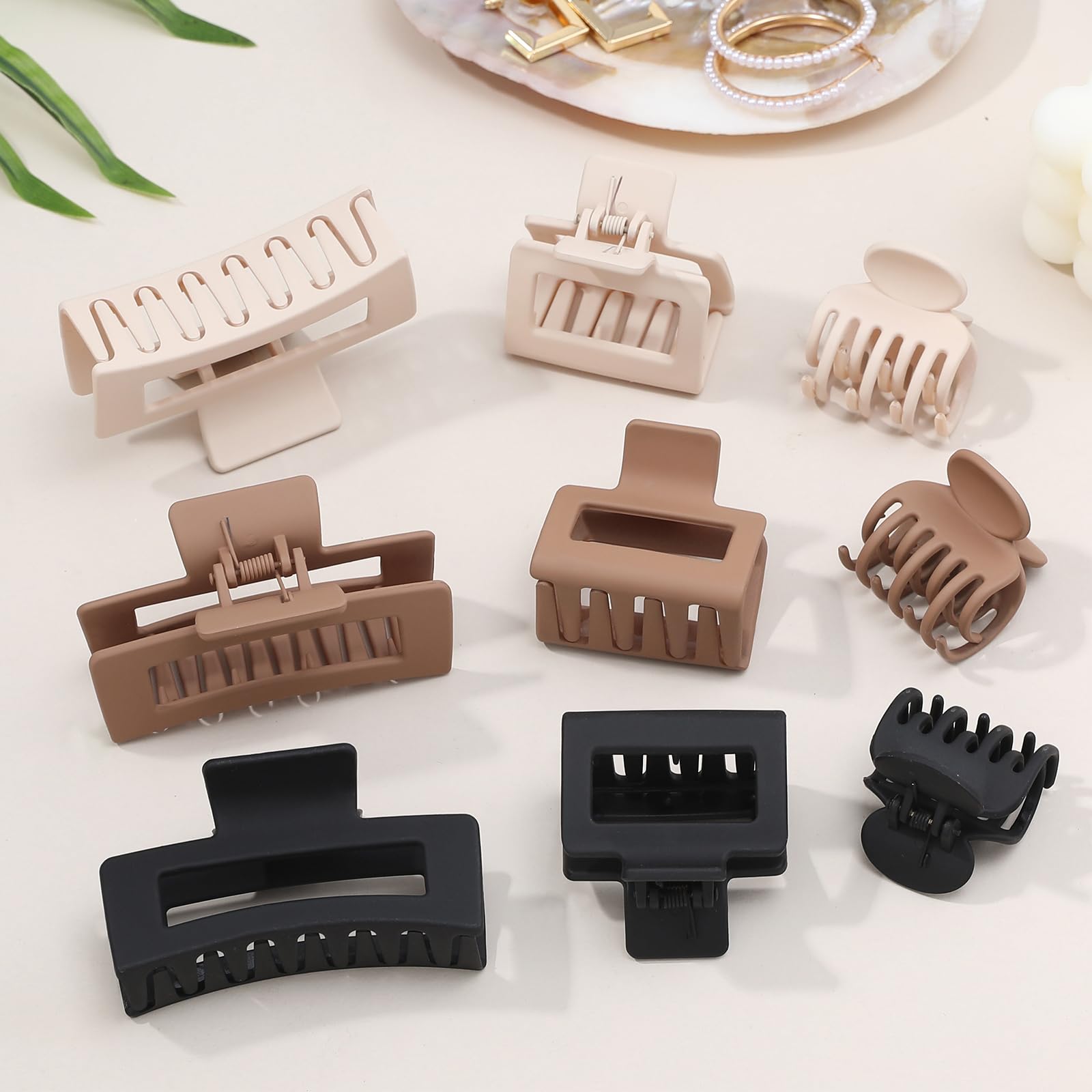 Three distinct styles of Korean fashion rectangle and square hair clutchers for women