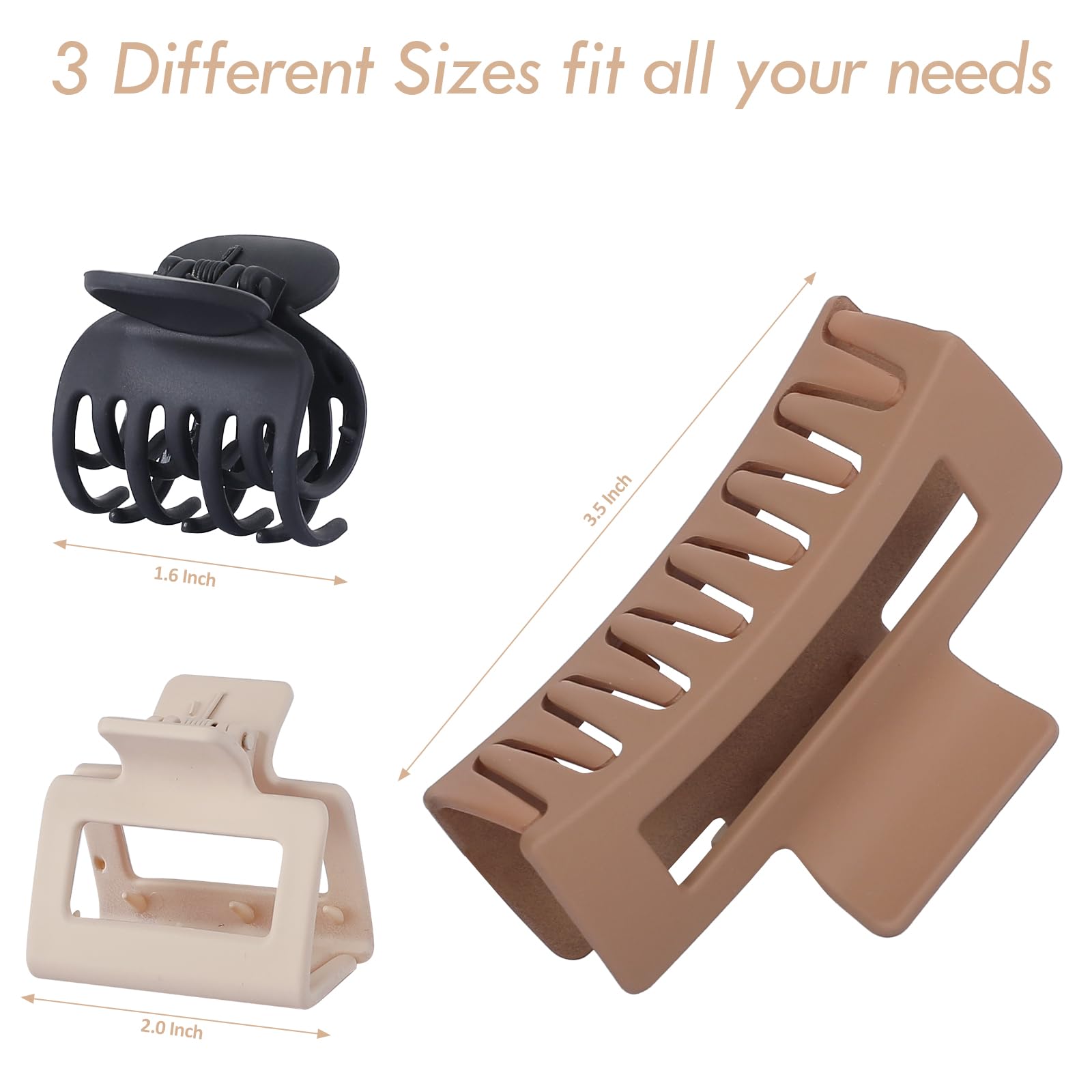 Neutral brown matte hair claw clip providing a strong non slip hold on thick hair