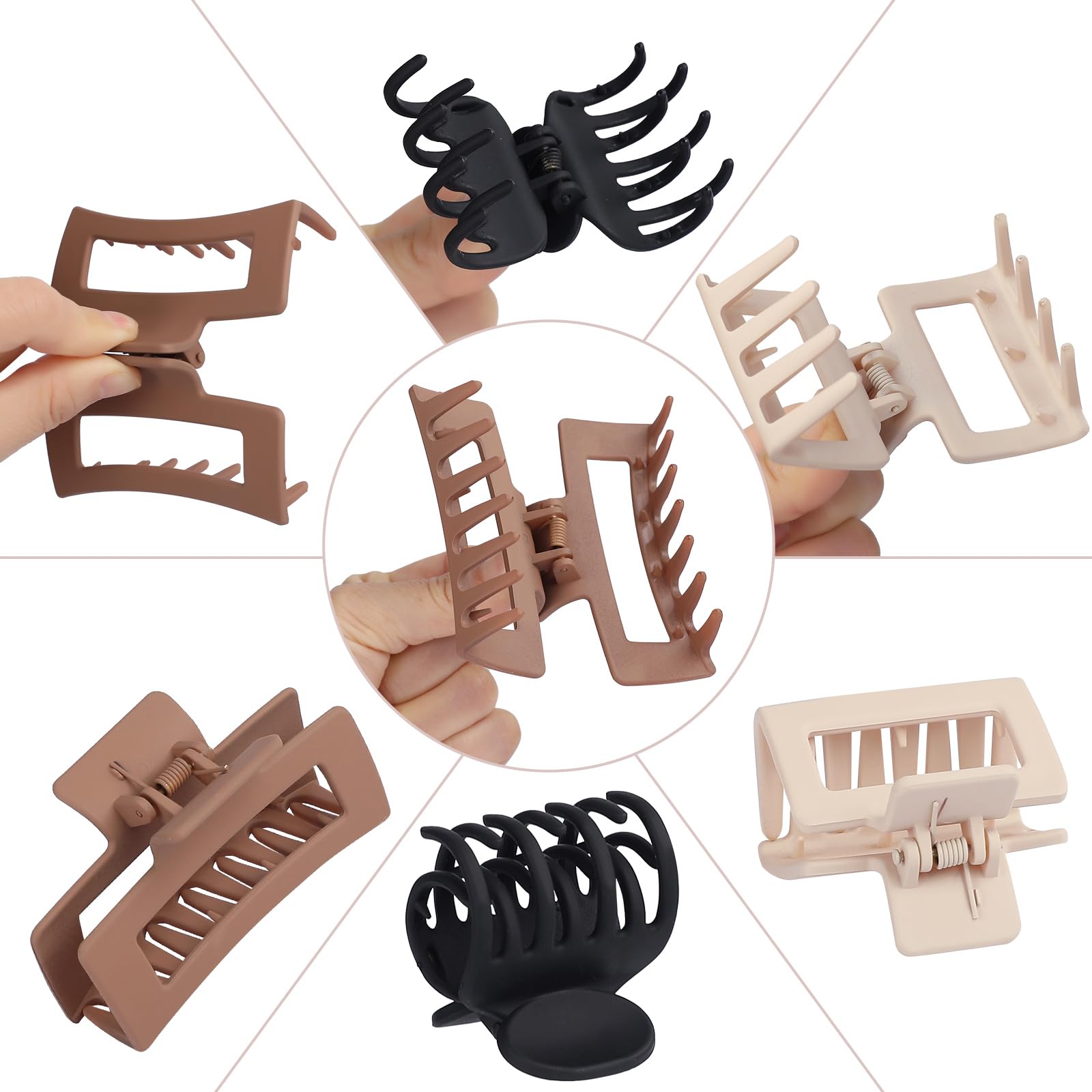 Square style medium hair clip securing fine thin hair in a chic half up style