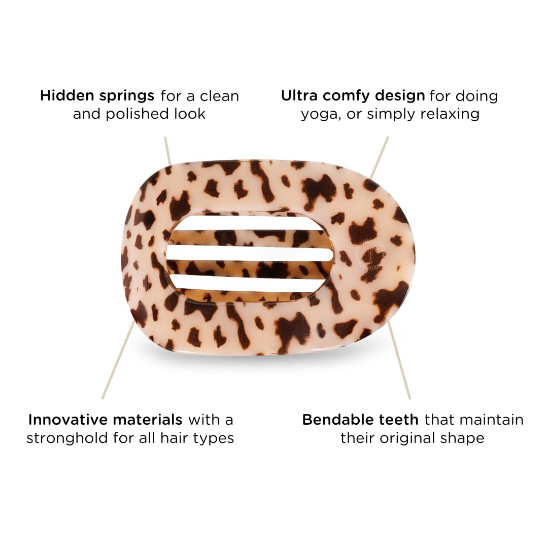 Teleties large blonde tortoise hair accessory displaying the flexible bendable teeth that prevent breakage.