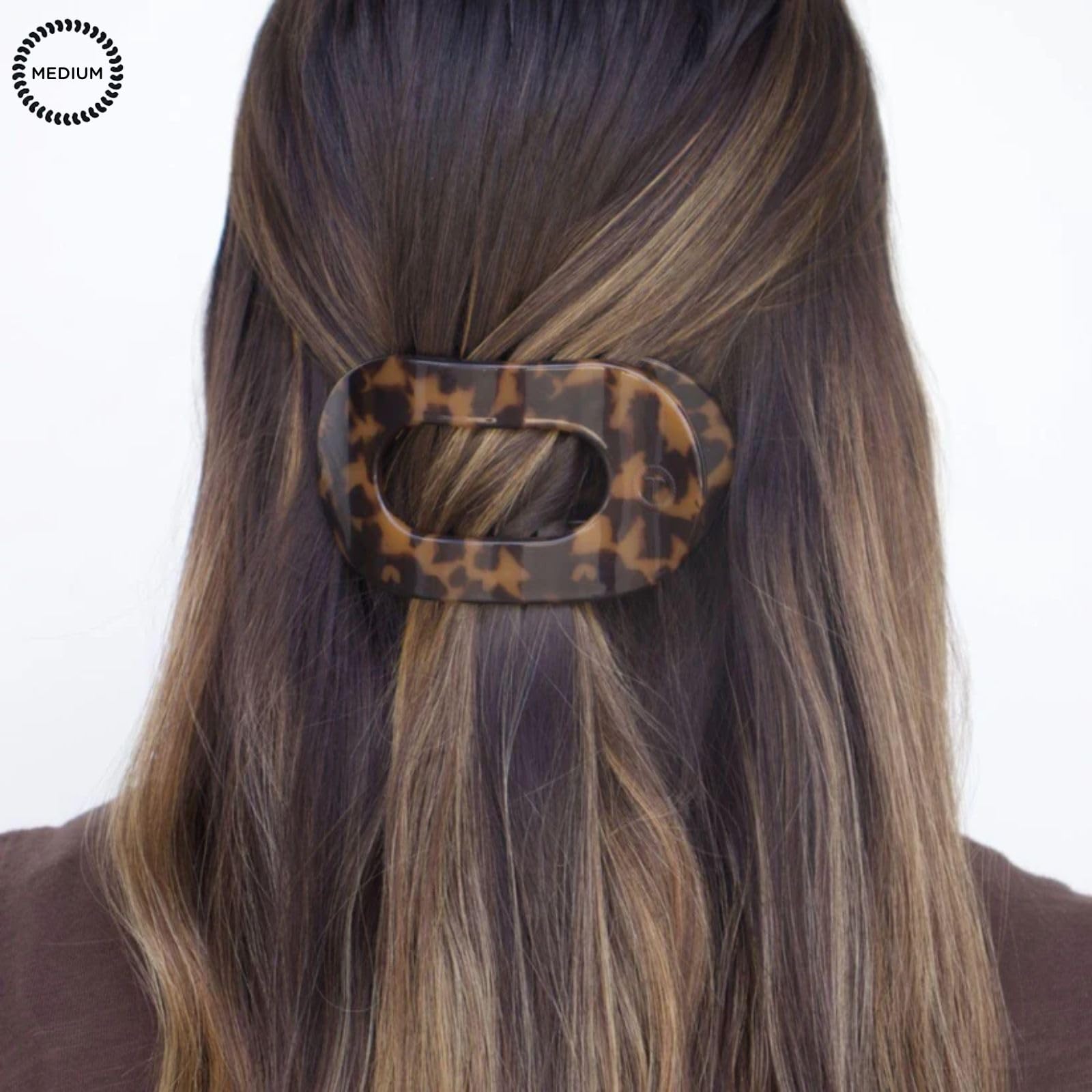 TELETIES Tortoise hair clip being styled in a half-up twist hairstyle