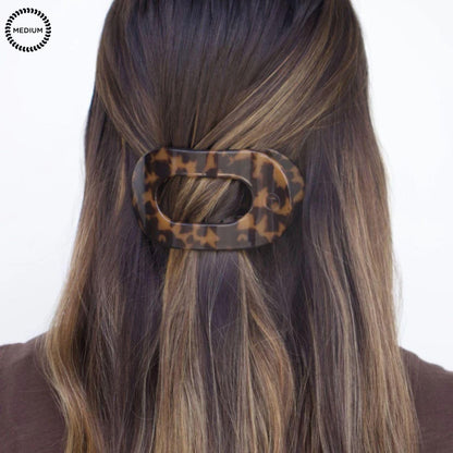 TELETIES Tortoise hair clip being styled in a half-up twist hairstyle