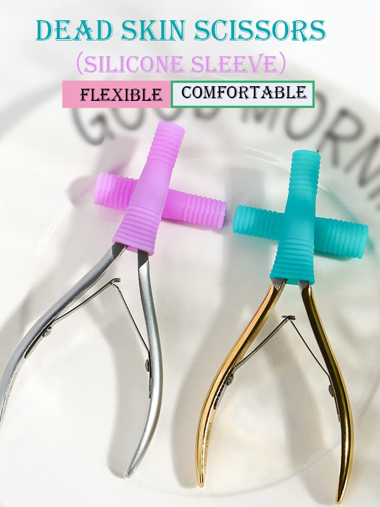 AKOAK long thread shape silicone caps fitted securely onto precision beauty tweezers.